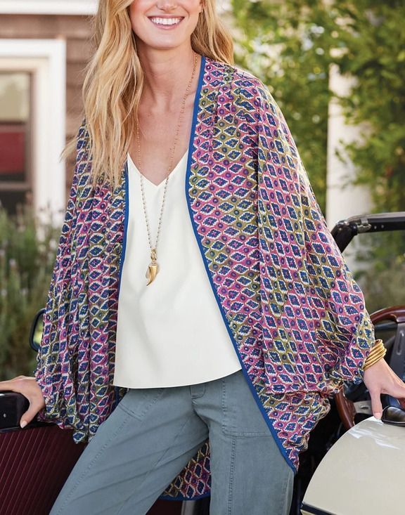 Soft Surroundings Tops - Soft Surroundings Alina Cocoon top silky boho Topper Multi Ikat S/M A007091